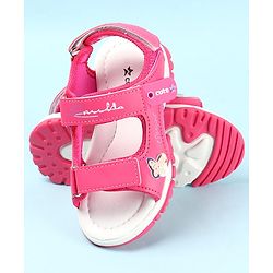 Cute Walk by Babyhug Sandals with Velcro Closure & Butterfly Applique - Fuchsia