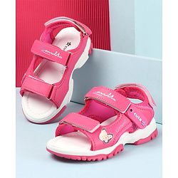 Cute Walk by Babyhug Sandals with Velcro Closure & Butterfly Applique - Fuchsia