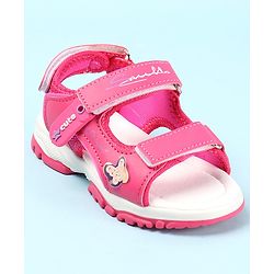 Cute Walk by Babyhug Sandals with Velcro Closure & Butterfly Applique - Fuchsia