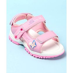 Cute Walk by Babyhug Sandals with Velcro Closure & Butterfly Applique - Fuchsia