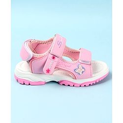 Cute Walk by Babyhug Sandals with Velcro Closure & Butterfly Applique - Fuchsia