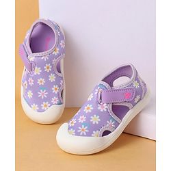 Cute Walk by Babyhug Slip On Sandals with Velcro Closure Floral Print - Purple