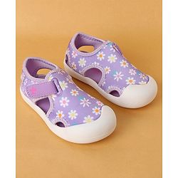 Cute Walk by Babyhug Slip On Sandals with Velcro Closure Floral Print - Purple