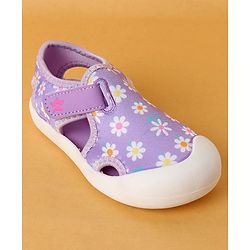 Cute Walk by Babyhug Slip On Sandals with Velcro Closure Floral Print - Purple