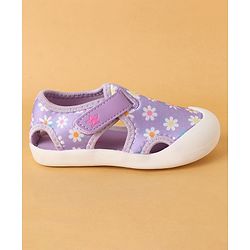 Cute Walk by Babyhug Slip On Sandals with Velcro Closure Floral Print - Purple