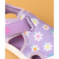 Cute Walk by Babyhug Slip On Sandals with Velcro Closure Floral Print - Purple