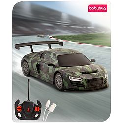 Babyhug 1:24 High-Speed RC Car with Graffiti Design & Rechargeable Battery|Durable Build, USB Charger & Smooth Controls|Indoor-Outdoor Play|4+ Years|BIS Certified|L*B*H: 18x9x5.5 cm|Military Green