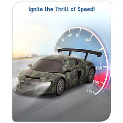 Babyhug 1:24 High-Speed RC Car with Graffiti Design & Rechargeable Battery|Durable Build, USB Charger & Smooth Controls|Indoor-Outdoor Play|4+ Years|BIS Certified|L*B*H: 18x9x5.5 cm|Military Green