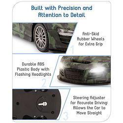 Babyhug 1:24 High-Speed RC Car with Graffiti Design & Rechargeable Battery|Durable Build, USB Charger & Smooth Controls|Indoor-Outdoor Play|4+ Years|BIS Certified|L*B*H: 18x9x5.5 cm|Military Green