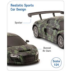 Babyhug 1:24 High-Speed RC Car with Graffiti Design & Rechargeable Battery|Durable Build, USB Charger & Smooth Controls|Indoor-Outdoor Play|4+ Years|BIS Certified|L*B*H: 18x9x5.5 cm|Military Green