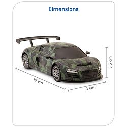 Babyhug 1:24 High-Speed RC Car with Graffiti Design & Rechargeable Battery|Durable Build, USB Charger & Smooth Controls|Indoor-Outdoor Play|4+ Years|BIS Certified|L*B*H: 18x9x5.5 cm|Military Green