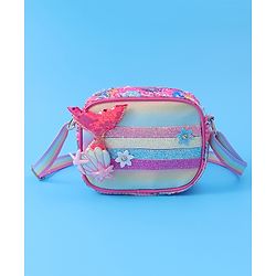 Babyhug Sling Bag with Starfish Applique & Sequin Detailing - Pink