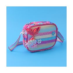 Babyhug Sling Bag with Starfish Applique & Sequin Detailing - Pink