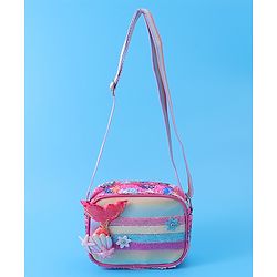 Babyhug Sling Bag with Starfish Applique & Sequin Detailing - Pink