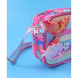 Babyhug Sling Bag with Starfish Applique & Sequin Detailing - Pink