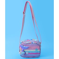 Babyhug Sling Bag with Starfish Applique & Sequin Detailing - Pink