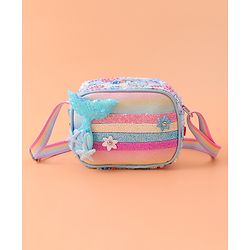 Babyhug Sling Bag with Starfish Applique & Sequin Detailing - Pink
