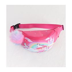 Babyhug Unicorn Print Multipurpose Chest Bag with Adjustable Straps Pink - Height 14 cm