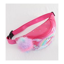 Babyhug Unicorn Print Multipurpose Chest Bag with Adjustable Straps Pink - Height 14 cm