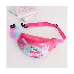 Babyhug Unicorn Print Multipurpose Chest Bag with Adjustable Straps Pink - Height 14 cm