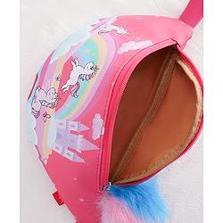 Babyhug Unicorn Print Multipurpose Chest Bag with Adjustable Straps Pink - Height 14 cm