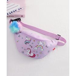 Babyhug Unicorn Print Multipurpose Chest Bag with Adjustable Straps Purple - Height 14 cm