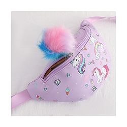 Babyhug Unicorn Print Multipurpose Chest Bag with Adjustable Straps Purple - Height 14 cm