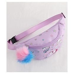 Babyhug Unicorn Print Multipurpose Chest Bag with Adjustable Straps Purple - Height 14 cm