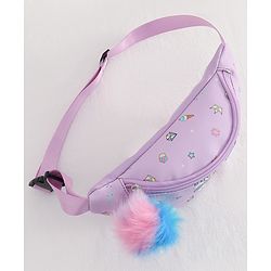 Babyhug Unicorn Print Multipurpose Chest Bag with Adjustable Straps Purple - Height 14 cm