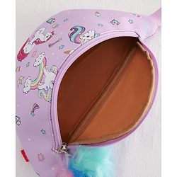 Babyhug Unicorn Print Multipurpose Chest Bag with Adjustable Straps Purple - Height 14 cm