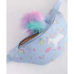 Babyhug Unicorn Print Multipurpose Chest Bag with Adjustable Straps Purple - Height 14 cm