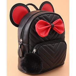 Babyhug Bow Applique Fashion Backpack - Black