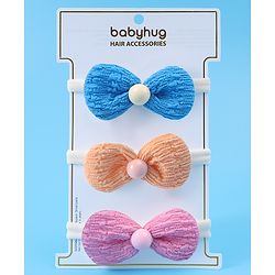 Babyhug Headbands with Bow Applique Pack of 3 Free Size - Blue Pink & Orange