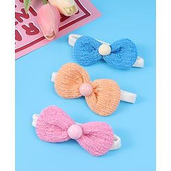 Babyhug Headbands with Bow Applique Pack of 3 Free Size - Blue Pink & Orange