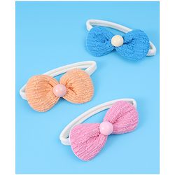 Babyhug Headbands with Bow Applique Pack of 3 Free Size - Blue Pink & Orange
