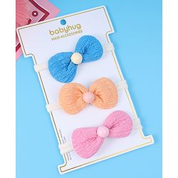 Babyhug Headbands with Bow Applique Pack of 3 Free Size - Blue Pink & Orange