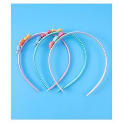 Babyhug Heart Flower & Bow Motifs Hair Bands Set of 3 - Green Pink & Beige