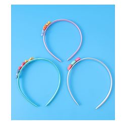 Babyhug Heart Flower & Bow Motifs Hair Bands Set of 3 - Green Pink & Beige