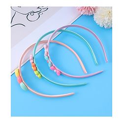 Babyhug Bow Flower & Heart Motifs Hair Bands Set of 3 - Peach Green and Pink