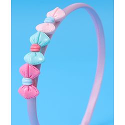 Babyhug Bow Flower & Heart Motifs Hair Bands Set of 3 - Peach Green and Pink
