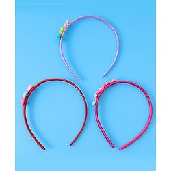 Babyhug Heart Flower & Bow Motifs Hair Bands Set of 3 - Fushia Purple & Pink