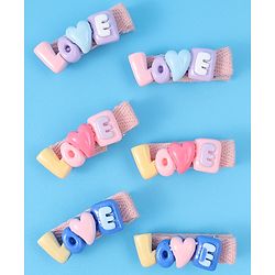 Babyhug Hair Pins And Clips with Love Applique Pack of 6 Free Size - Multicolor