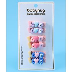 Babyhug Hair Pins And Clips with Love Applique Pack of 6 Free Size - Multicolor