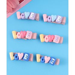 Babyhug Hair Pins And Clips with Love Applique Pack of 6 Free Size - Multicolor