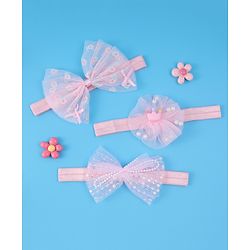 Babyhug Headbands With Bow Applique Pack Of 3 - Pink