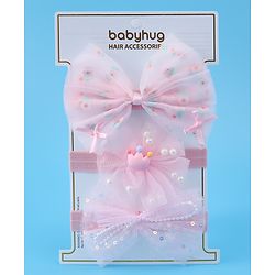 Babyhug Headbands With Bow Applique Pack Of 3 - Pink