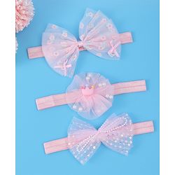 Babyhug Headbands With Bow Applique Pack Of 3 - Pink