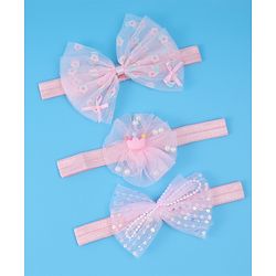 Babyhug Headbands With Bow Applique Pack Of 3 - Pink