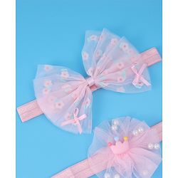 Babyhug Headbands With Bow Applique Pack Of 3 - Pink
