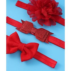 Babyhug Headbands With Bow & Floral Applique Pack Of 3 - Red
